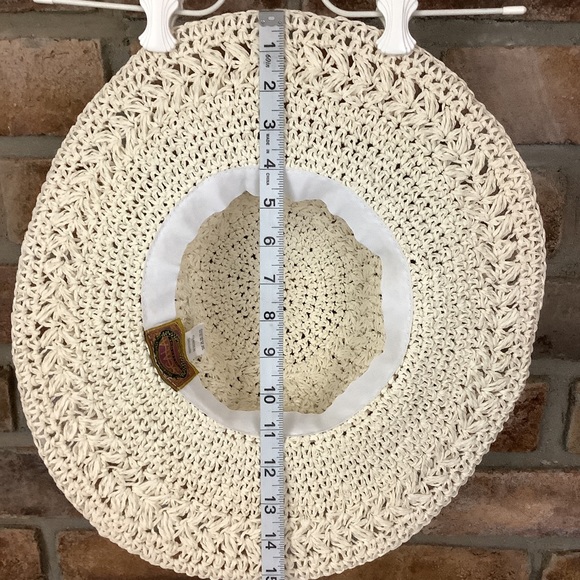 SCALIA COLLEZIONE Cream Floppy Woven Paper Hat - Picture 6 of 9